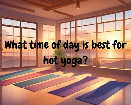A serene sunset illuminates a tranquil yoga studio, casting a warm glow on the empty mats and calming the mind for a hot yoga session