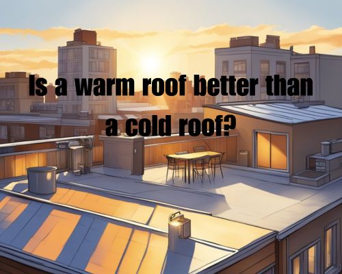 A sunny rooftop with radiant heat, contrasting a shaded, chilly rooftop