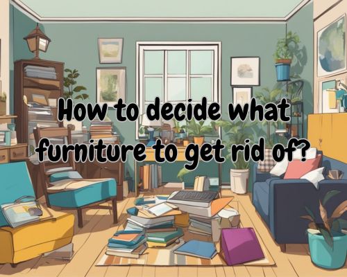 A cluttered room with mismatched furniture. Some pieces are worn and outdated while others are taking up too much space