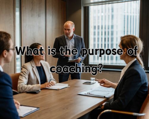 a coach and professionals having a session