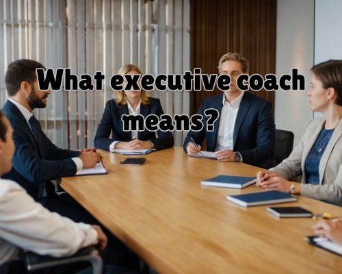 an executive coach together with some professionals in the office