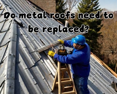 a metal roofing under replacement by a contractor