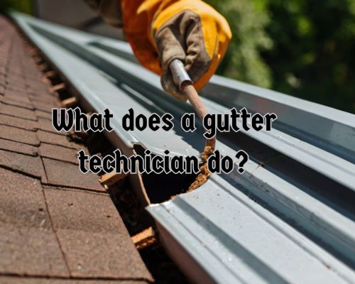 a technician working on roof gutter
