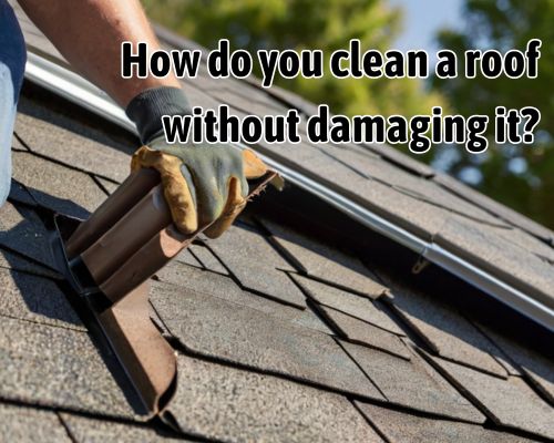 a roof being cleaned carefully