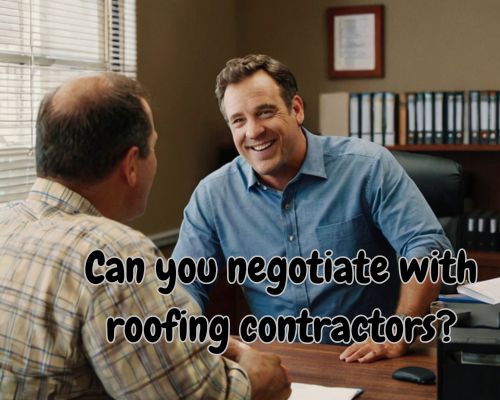 a client negotiating with a roofing contractor