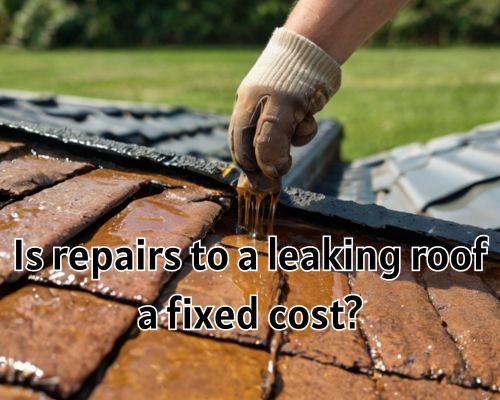 A contractor applies sealant to a leaking roof