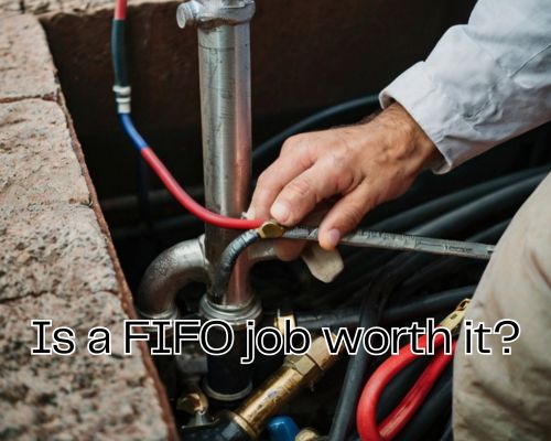 A plumber is working carefully behind a wall.