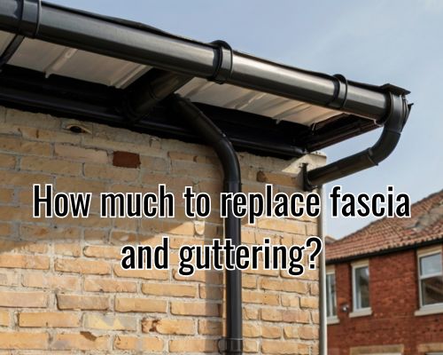 Gutter installed along roof edge.