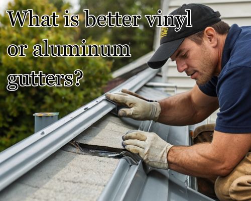 an installer working on aluminum roof gutter